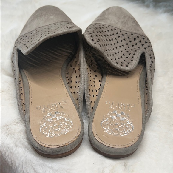 Vince Camuto Taupe Perforated Mules - Picture 3 of 5
